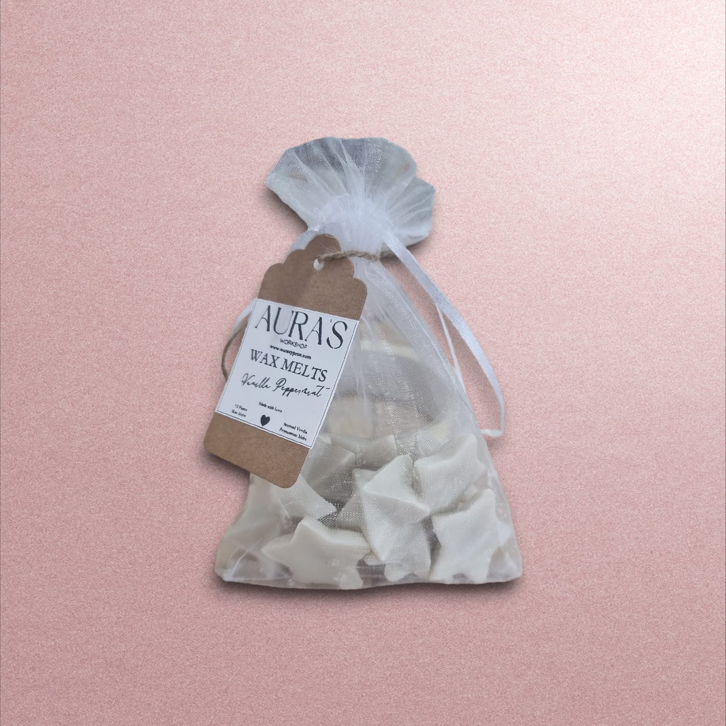 Vanilla Peppermint Stars Shape Wax Melts in Organza Bag - Auras Workshop  -   -   - Cyprus & Greece