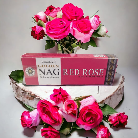 Vijayshree Golden Nag Red Rose Scent Masala Dhoop Sticks - Auras Workshop  -  Incense -   - Cyprus & Greece