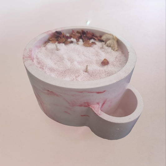 Rose Eco Snow Candle in Handmade Pot