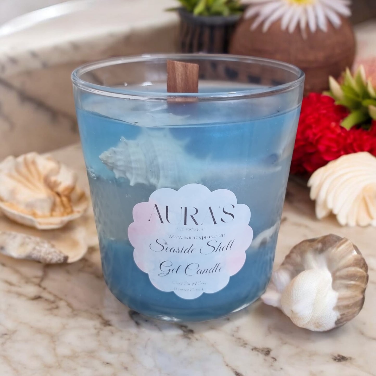 Seaside Shell Gel Wax Candle Clay Sage and Sea Breeze Scented