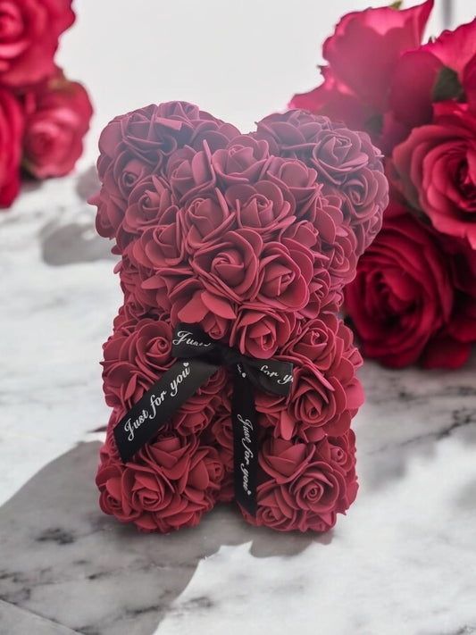 Eternal Love Wine Red Rose Bear – A Valentine’s Gift to Remember