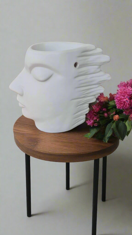 🎨 Abstract Face White Ceramic Oil & Wax Burner