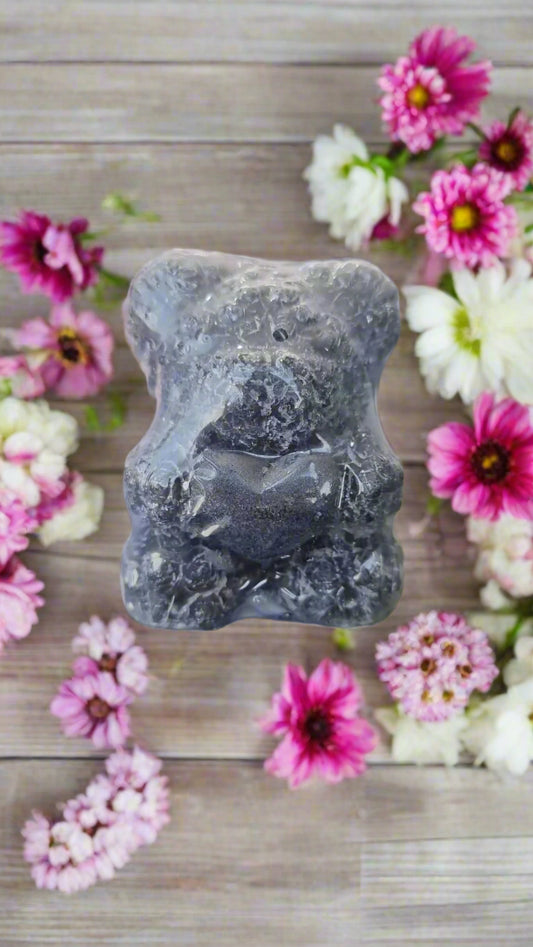 🧸 Silent Strength – Black Cherry Scented Teddy Bear Soap | Palestinian Flag Design