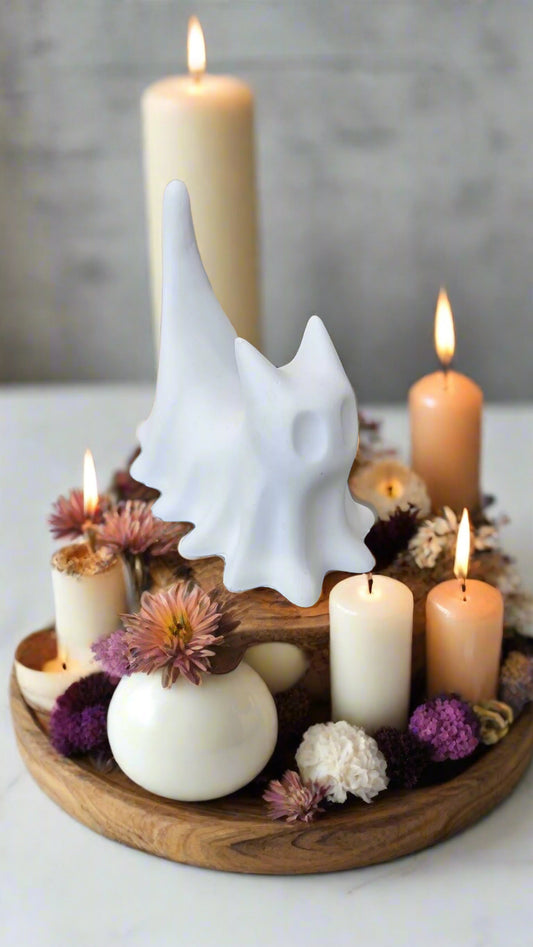 👻 Halloween Cat Ghost – Ceramic Décor | Halloween Collection by Aura’s Workshop