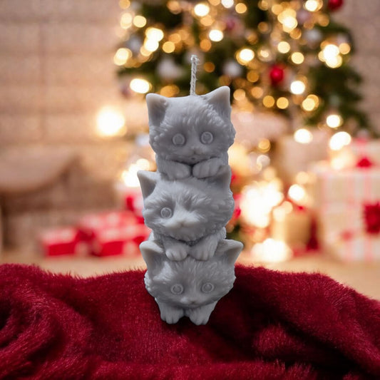 🐱 Spiced Gingerbread Three Stack Kittens Candle – Rapeseed Wax | Christmas Collection by Aura’s Workshop