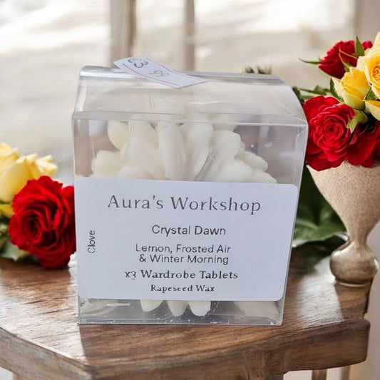 ❄️ Crystal Dawn Wardrobe Fresheners x3 – Lemon, Frosted Air & Winter Morning | Rapeseed Wax