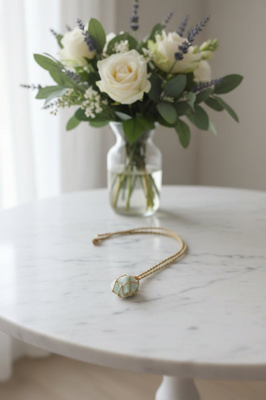 Raw Jade Crystal Macramé Necklace – Luck, Abundance & Harmony Crystal Jewellery