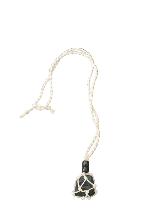 Raw Black Obsidian Crystal Macramé Necklace – Protection & Grounding Crystal Jewellery