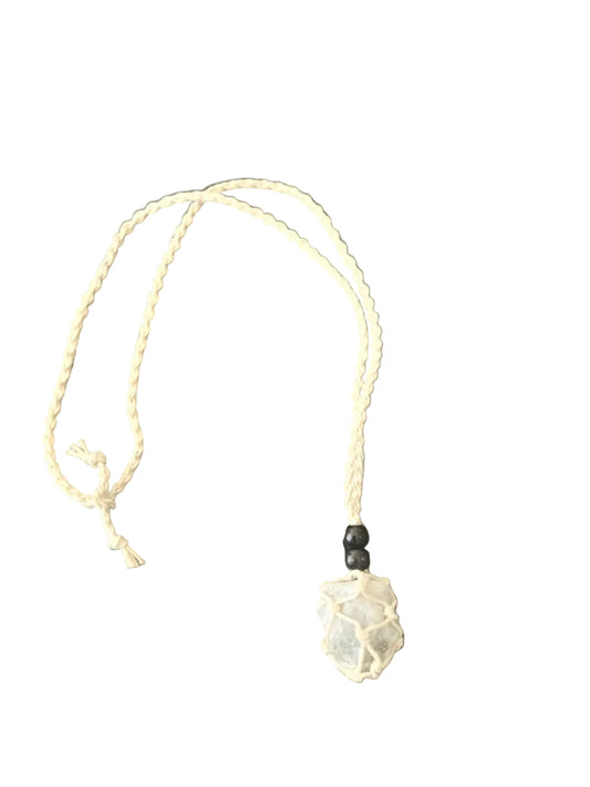 Raw Jade Crystal Macramé White Necklace – Luck, Abundance & Harmony Crystal Jewellery