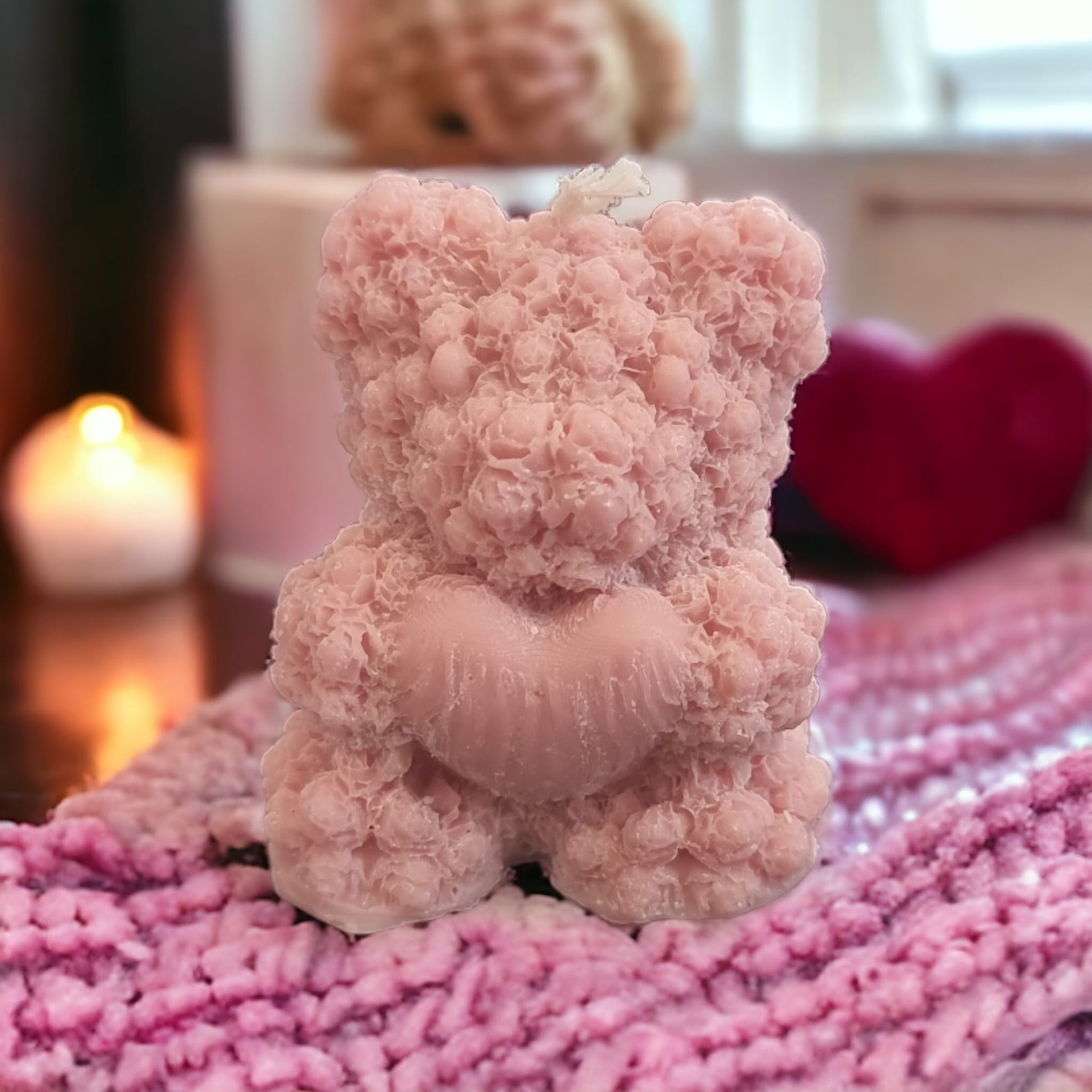 Adorable Teddy Bear Candle Rose Scented - Auras Workshop Auras Workshop