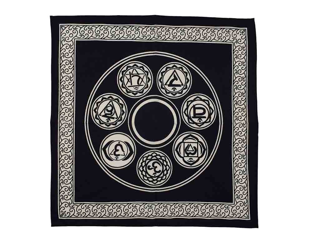🌈✨ Altar Cloth with Chakra Signs | 60 × 60 cm | Spiritual & Ritual Use - Auras Workshop Auras Workshop