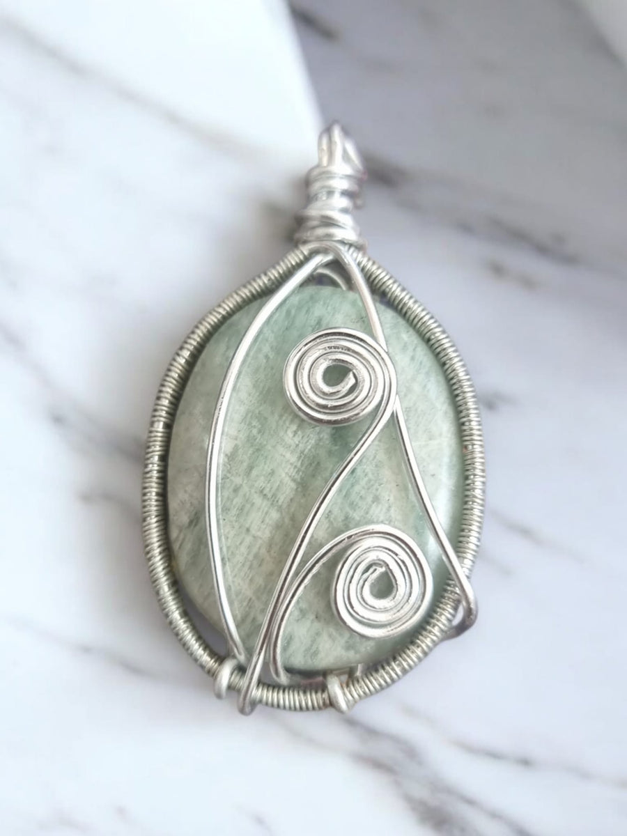 Amazonite Crystal Wire Pendent