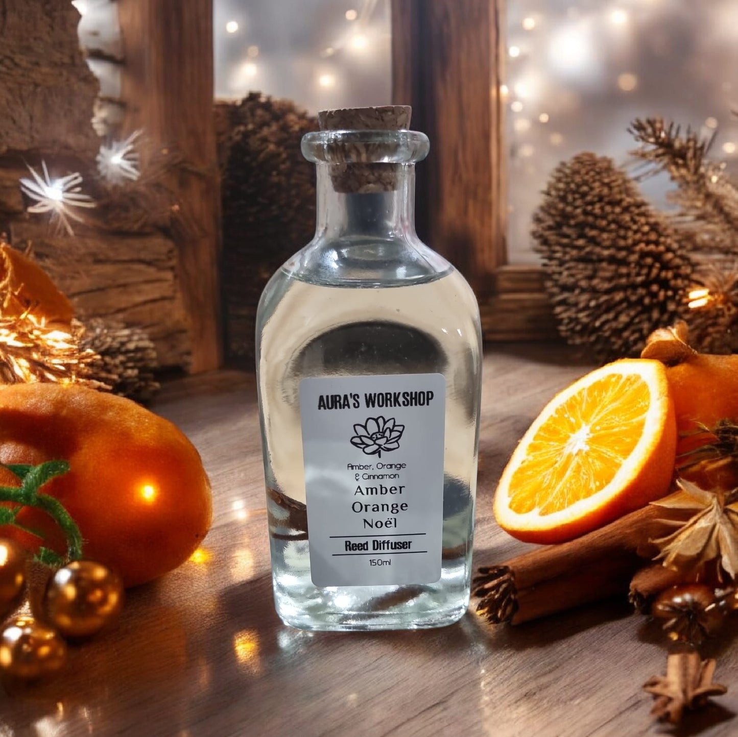 🎄✨ Amber Orange Noël Reed Diffuser – 150ml | Amber, Orange & Cinnamon | Aura’s Workshop - Auras Workshop Auras Workshop