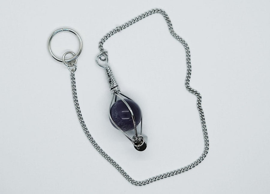 Amethyst Ball Pendulum – Crystal Sphere Dowsing Pendulum for Healing & Divination