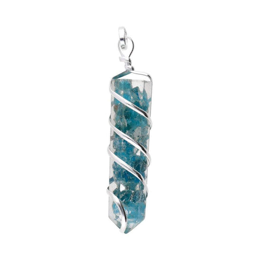 Apatite Spiral Silver Plated Pendant – Crystal Jewellery - Auras Workshop Auras Workshop