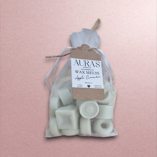 Apple Cinnamon 14 Shapes Wax Melts in Organza Bag - Auras Workshop Auras Workshop