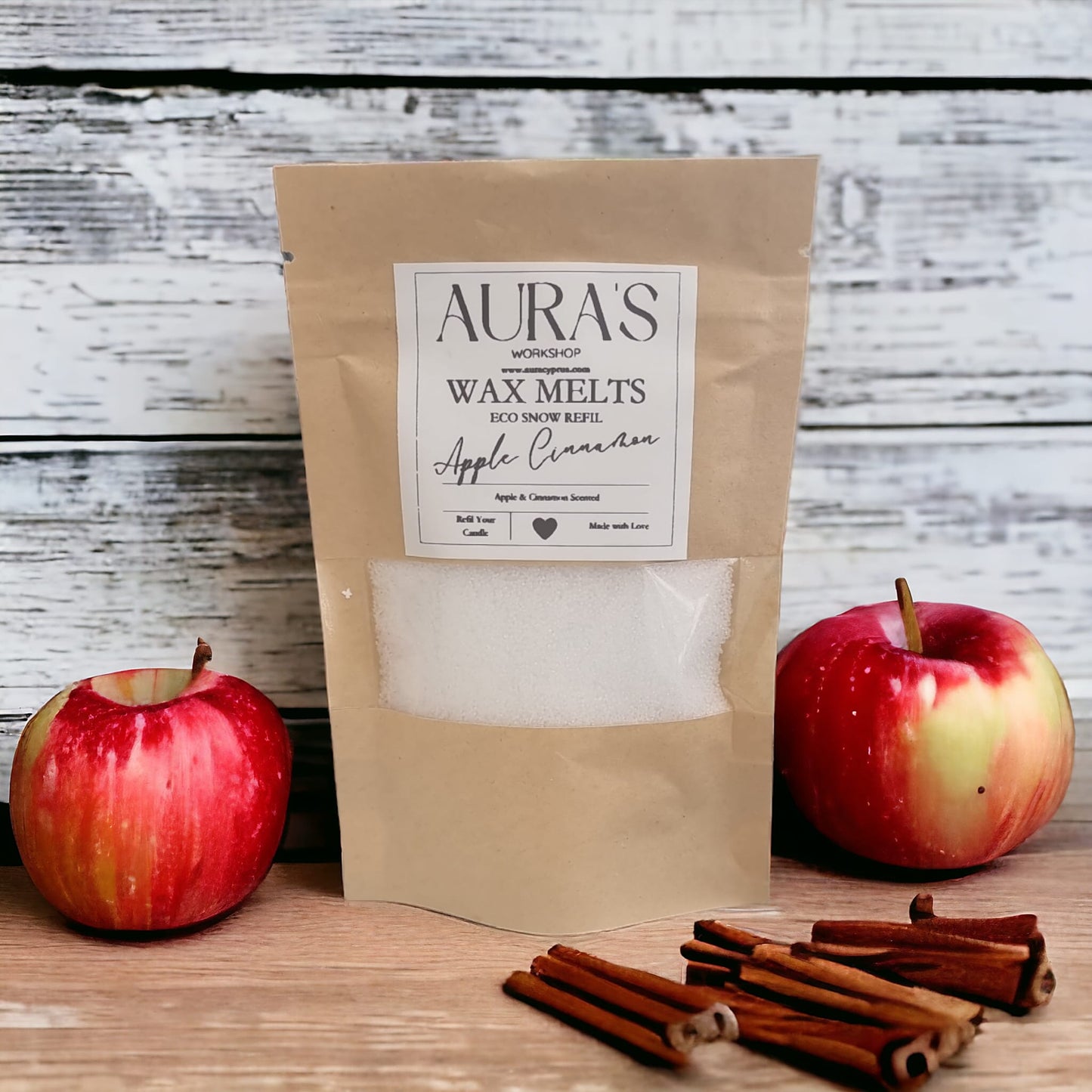 Apple Cinnamon Scent Eco Snow Candle Refil Bag Various Sizes - Auras Workshop Auras Workshop