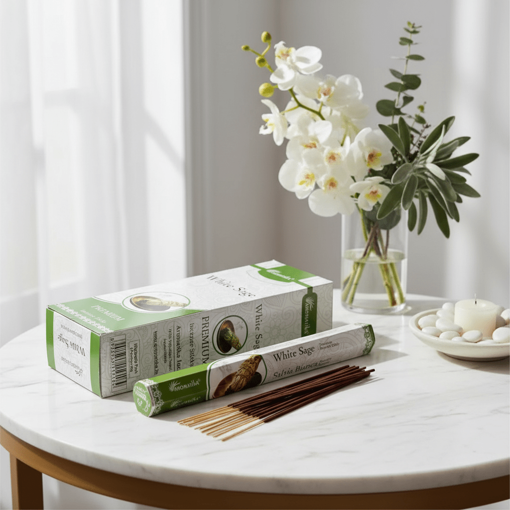 Aromatika Charcoal Free Hex Incense – White Sage | Cleansing, Purification & Clarity - Auras Workshop Auras Workshop