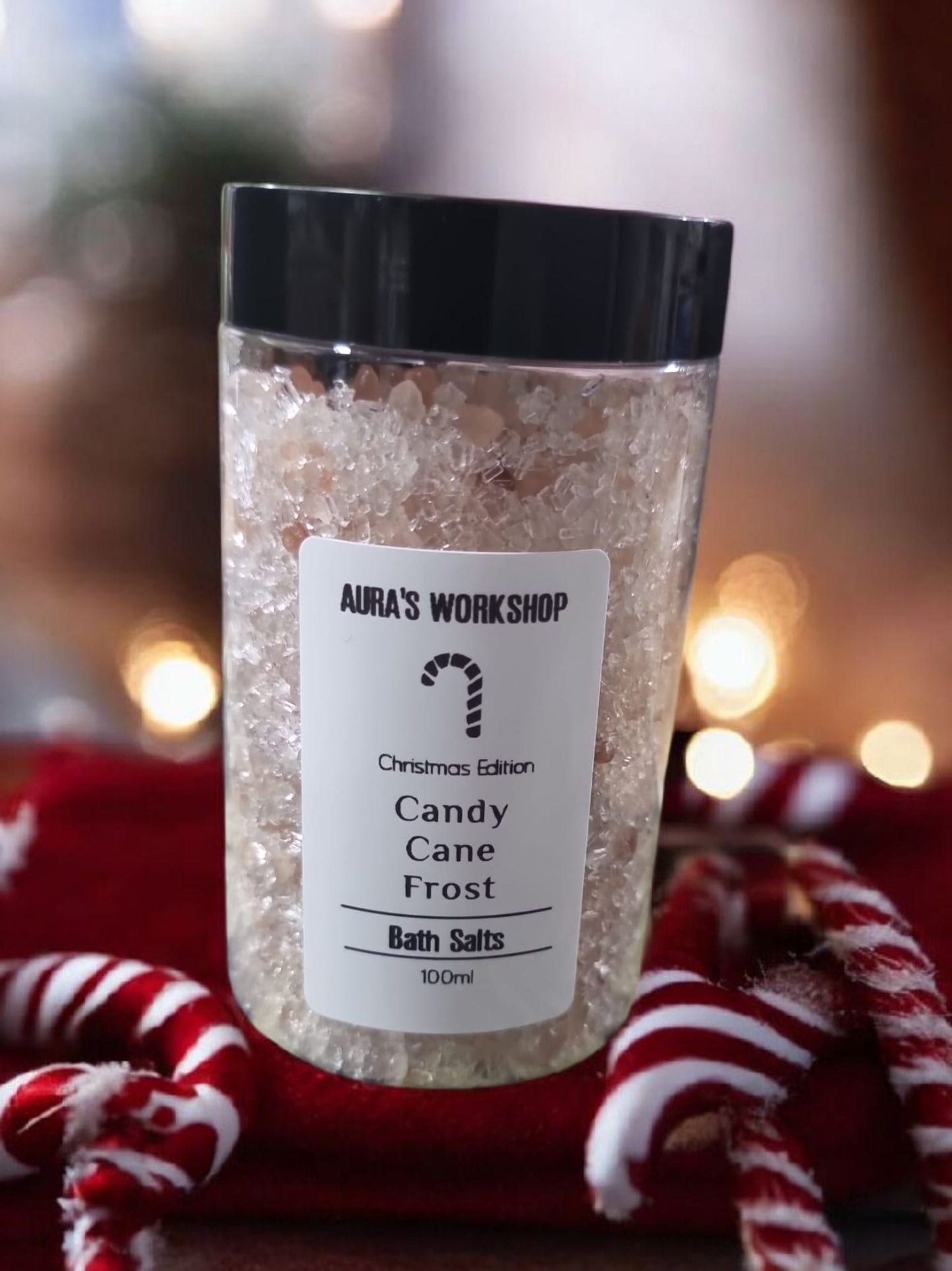 ❄️ Aura’s Workshop Christmas Edition – Candy Cane Frost Bath Salts (100ml) - Auras Workshop Auras Workshop