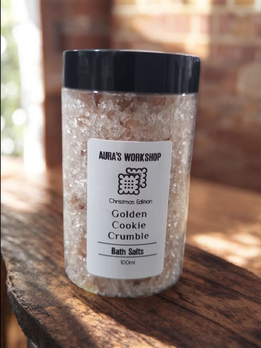 Aura’s Workshop Christmas Edition – Golden Cookie Crumble Bath Salts 50 ml - Auras Workshop Auras Workshop