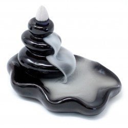 🪨💨 Back Flow Incense Burner – Large Pebbles into Pool | Waterfall Smoke Effect - Auras Workshop Auras Workshop