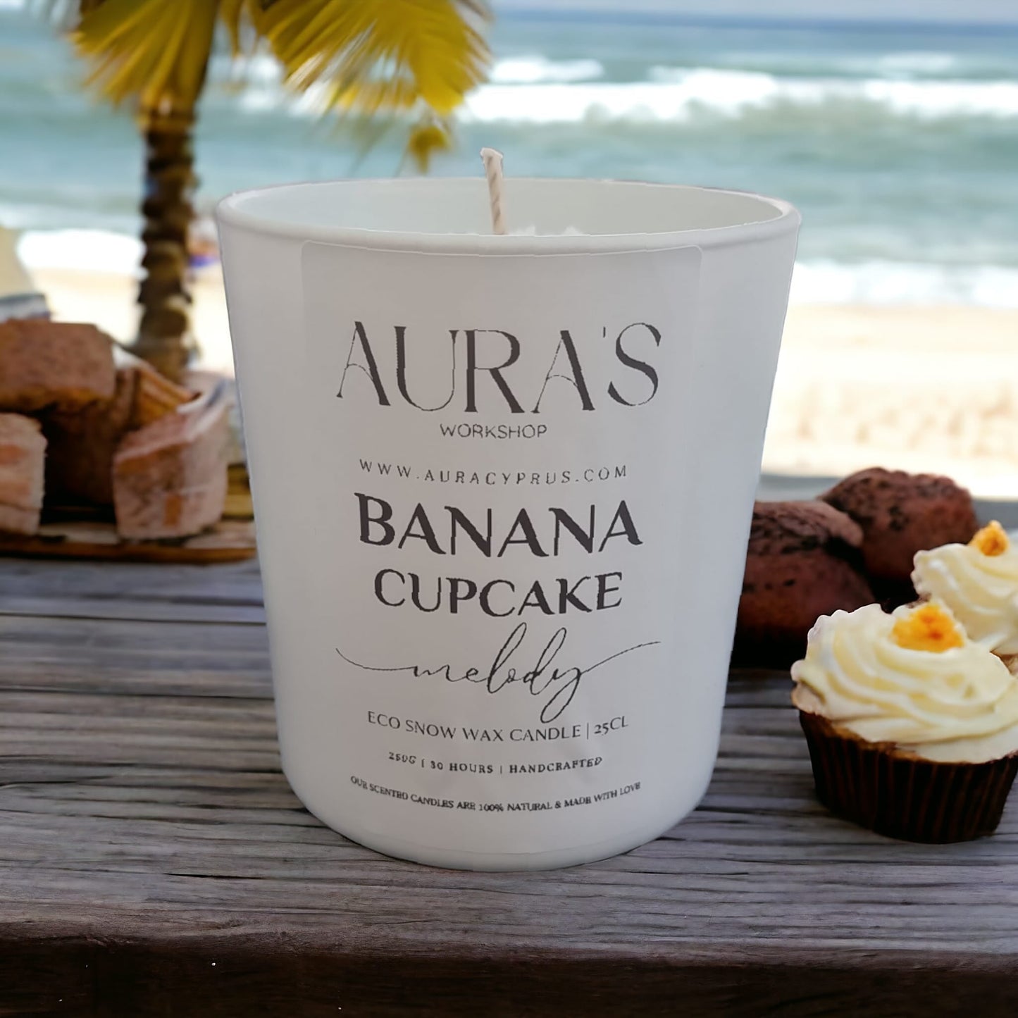 Banana Cupcake Melody Scent Eco Snow Candle - Auras Workshop Auras Workshop