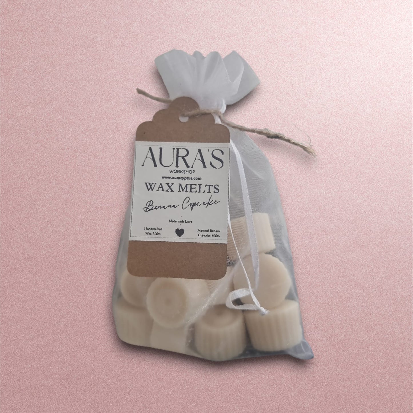 Banana Cupcake Rolo Mix Shape x12 Wax Melts in Organza Bag - Auras Workshop Auras Workshop