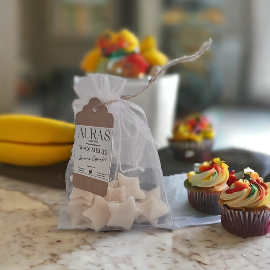 Banana Cupcake Star Shape x12 Wax Melts in Organza Bag - Auras Workshop Auras Workshop