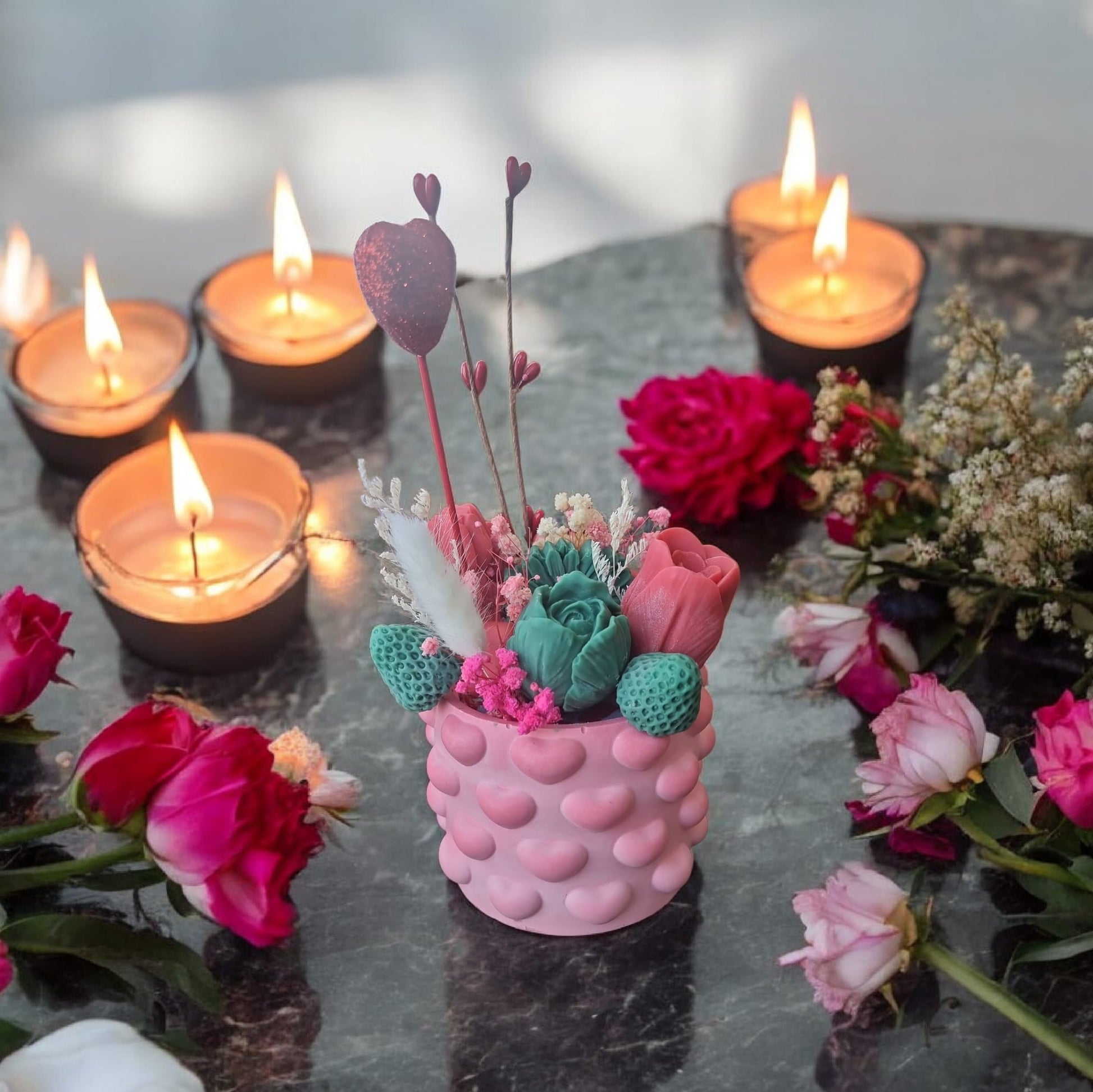 ❤️✨ Berry Fizz Bouquet Wax Melts with Heart Ceramic | Aura’s Workshop | Rapeseed Wax | Valentine’s Gift - Auras Workshop Auras Workshop