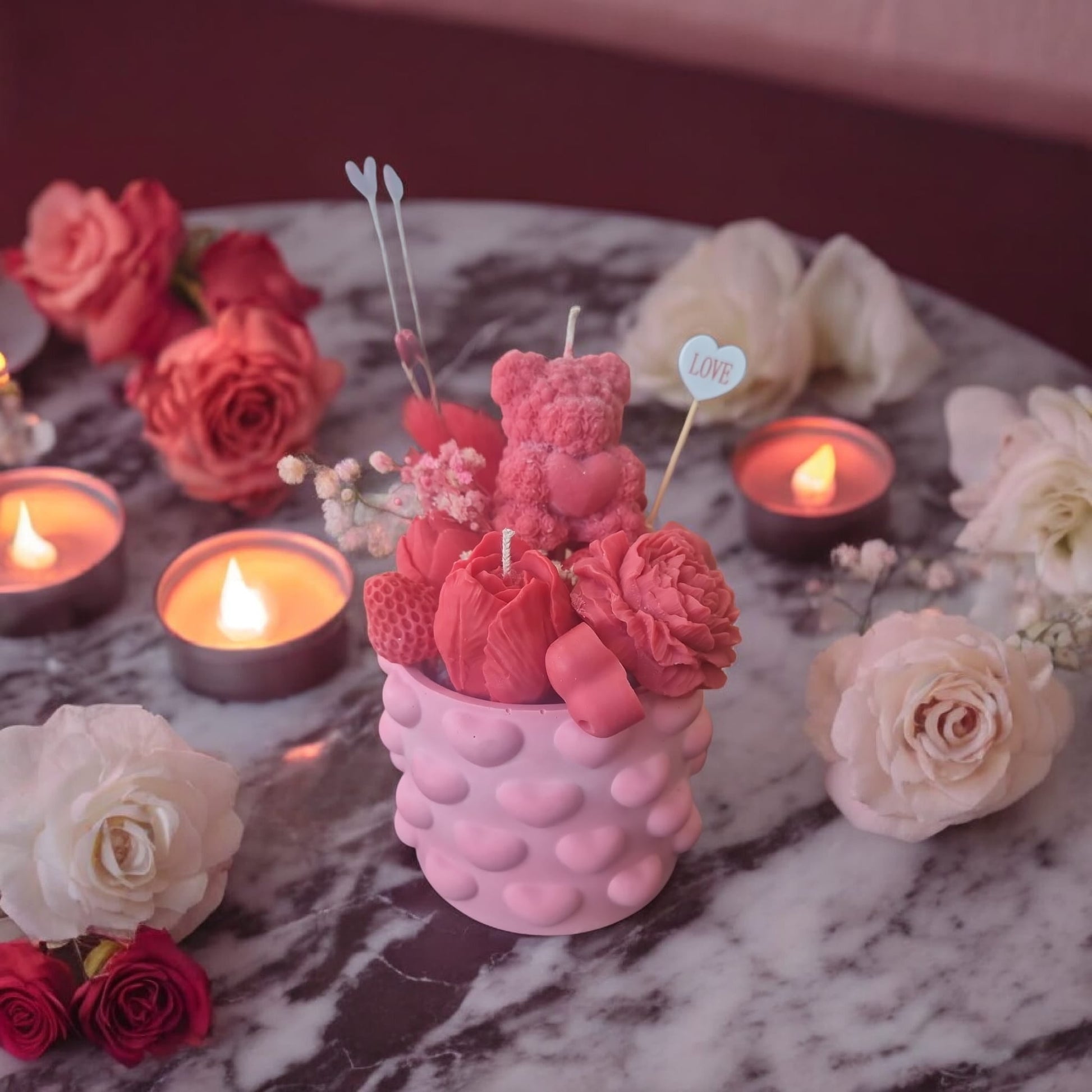 ❤️✨ Berry Fizz Bouquet Wax Melts with Heart (Red) Ceramic | Aura’s Workshop | Rapeseed Wax | Valentine’s Gift (Copy) - Auras Workshop Auras Workshop