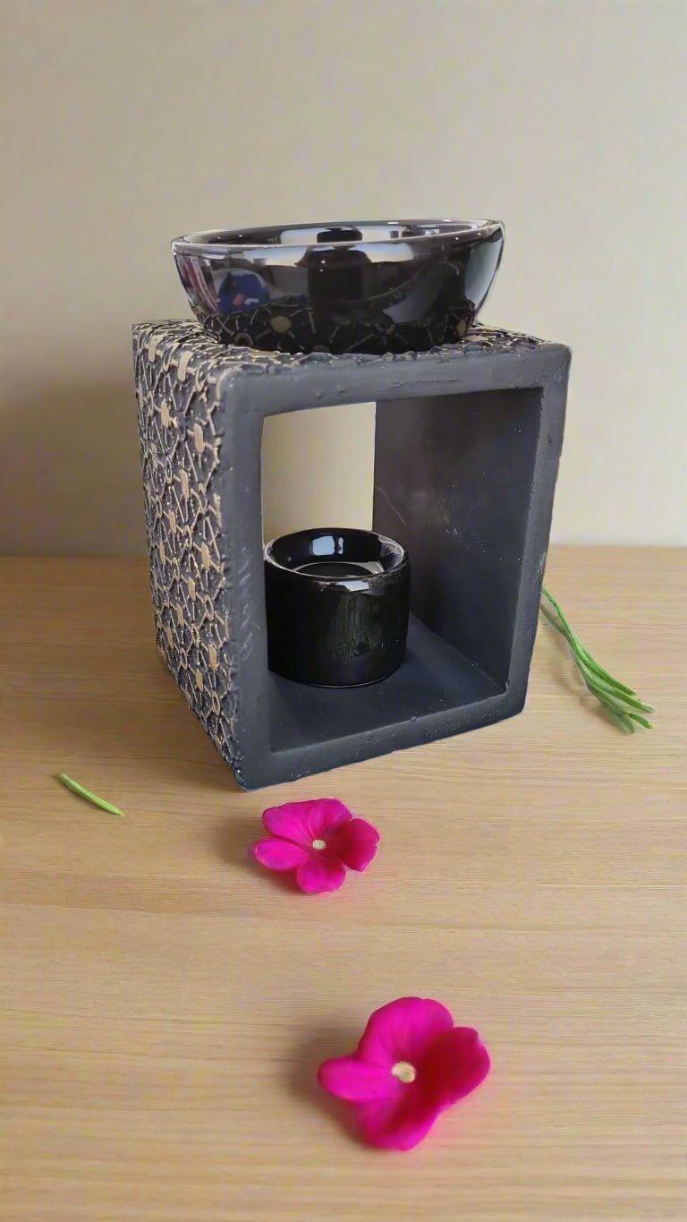 ✨ Black & Gold Ceramic Oil & Wax Burner - Auras Workshop Auras Workshop