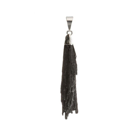 Black Kyanite Silver Plated Pendant – Crystal Jewellery - Auras Workshop Auras Workshop