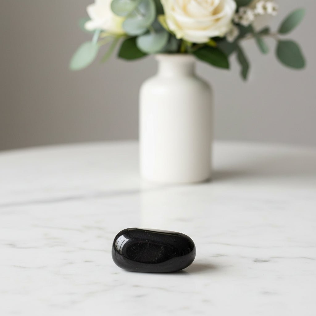 Black Obsidian Flat Tumbled Crystal – Protection, Grounding & Strength Stone - Auras Workshop Auras Workshop