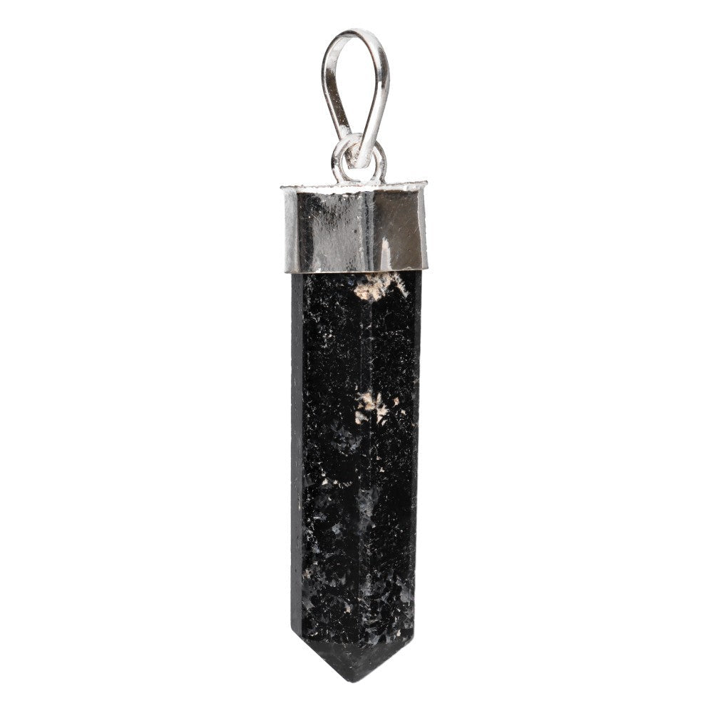 Black Tourmaline Point Silver Plated Pendant – Crystal Jewellery - Auras Workshop Auras Workshop