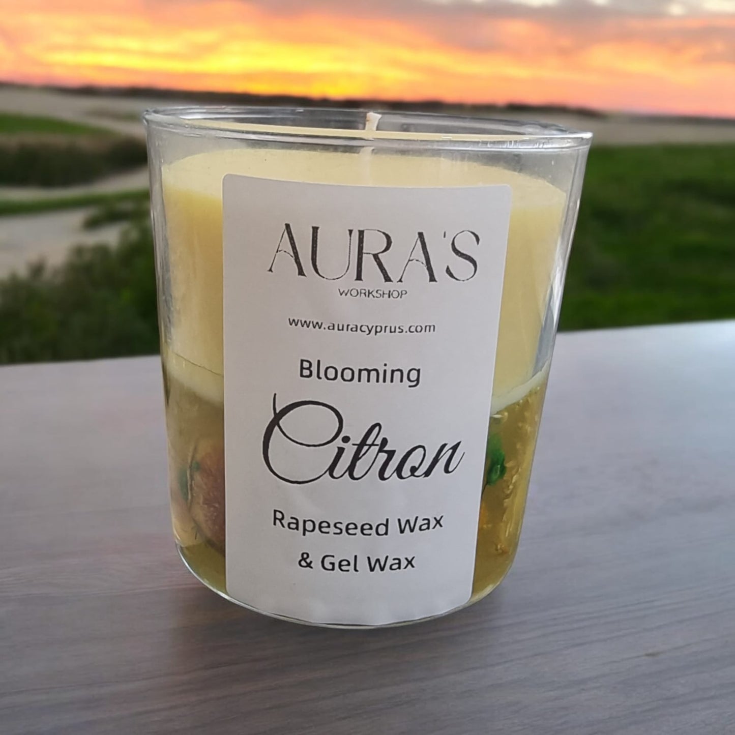 Blooming Citron Rapeseed Wax & Gel Wax Candle - Auras Workshop Auras Workshop