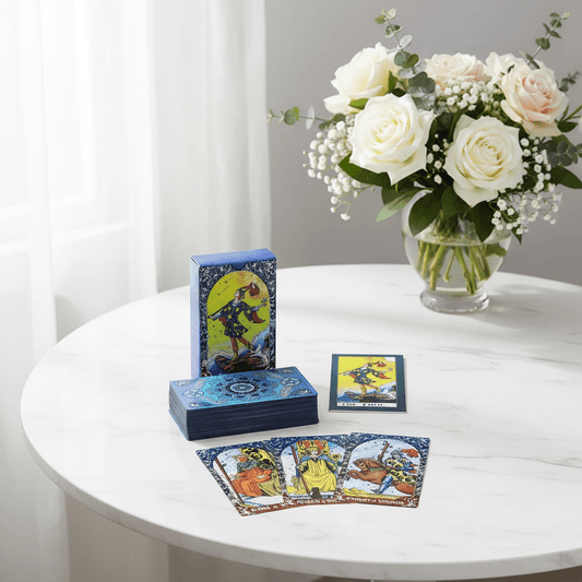 Blue Foil Mandala Tarot Card Set with Booklet – 78-Card Divination Deck - Auras Workshop Auras Workshop