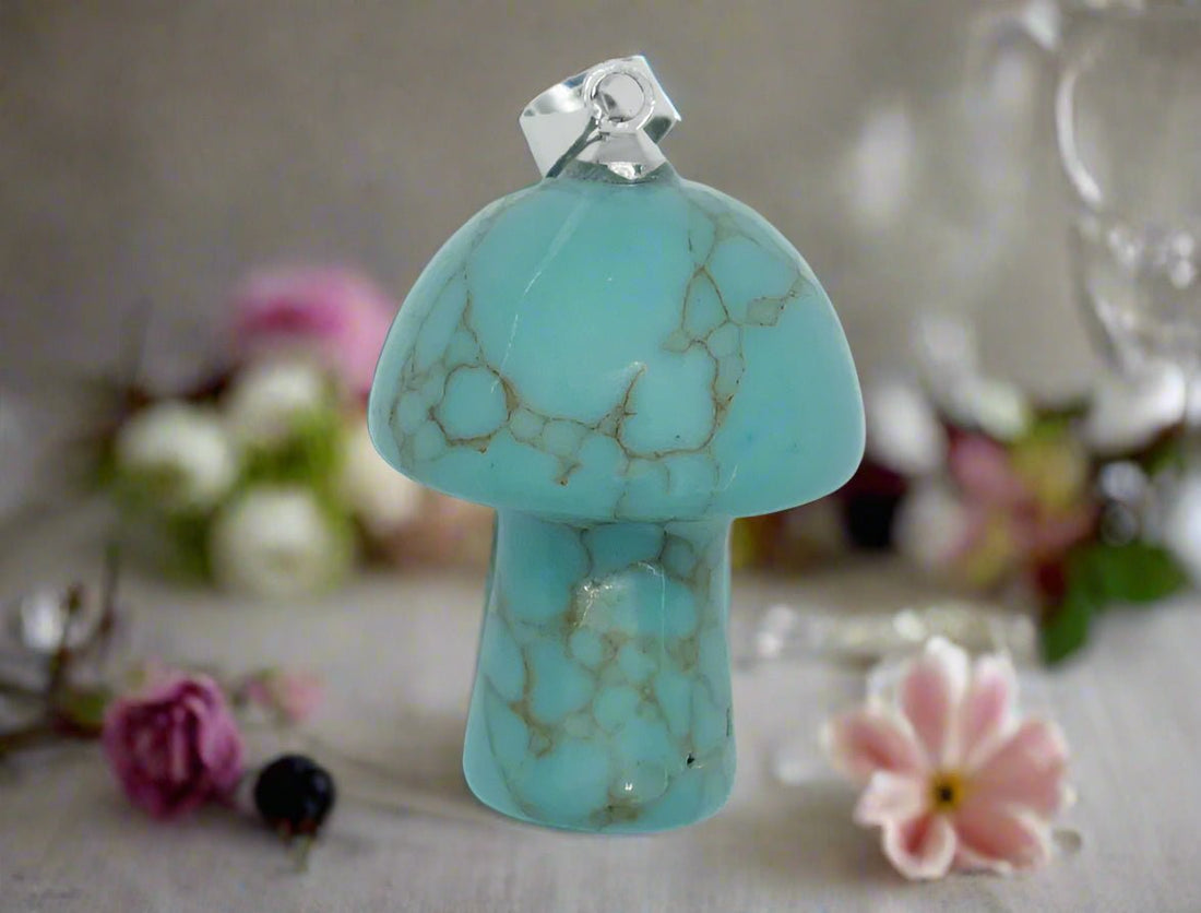 🔹 Blue Howlite Mushroom Pendant – Calm, Patience & Stress Relief Tranquillity. Awareness. Inner Peace. - Auras Workshop Auras Workshop