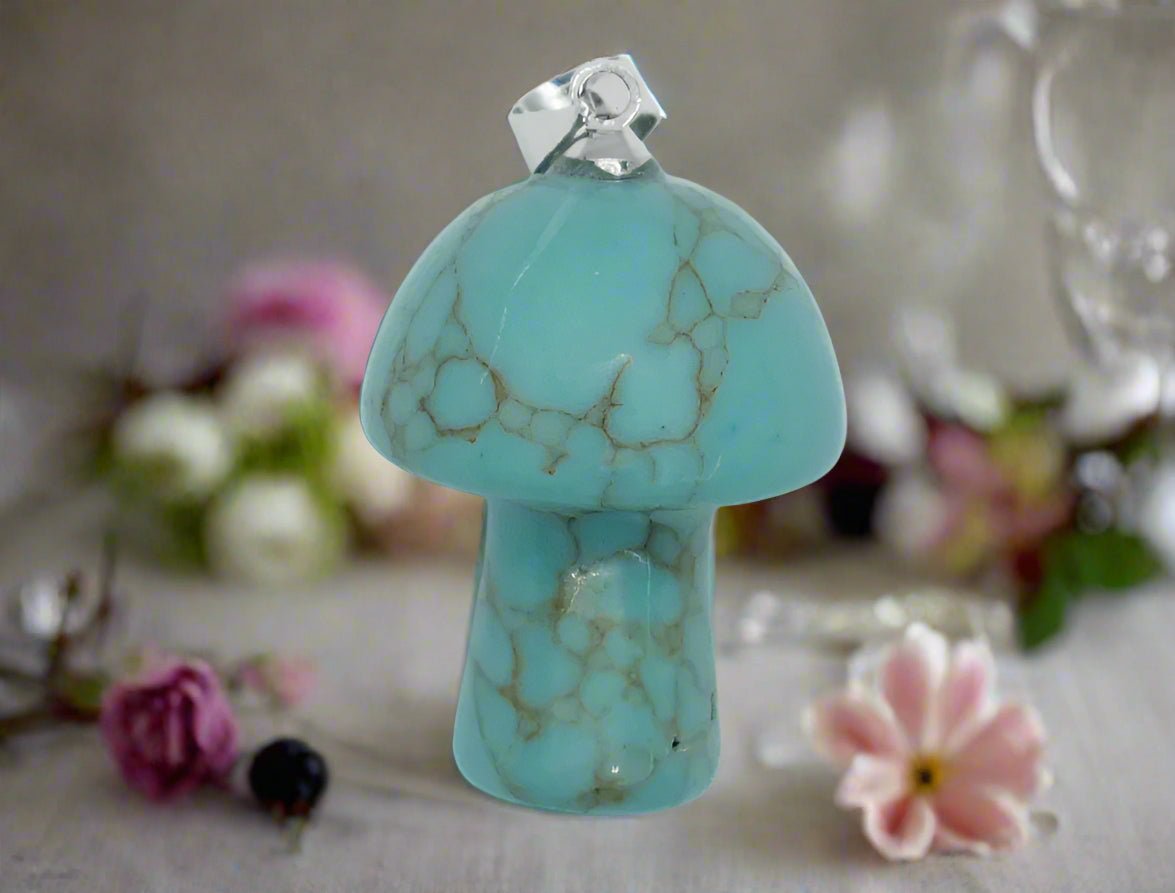 🔹 Blue Howlite Mushroom Pendant – Calm, Patience & Stress Relief Tranquillity. Awareness. Inner Peace. - Auras Workshop Auras Workshop