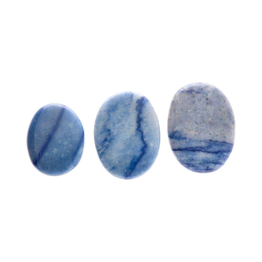 Blue Quartz Flat Tumbled Crystal – Calm, Clarity & Communication Stone - Auras Workshop Auras Workshop