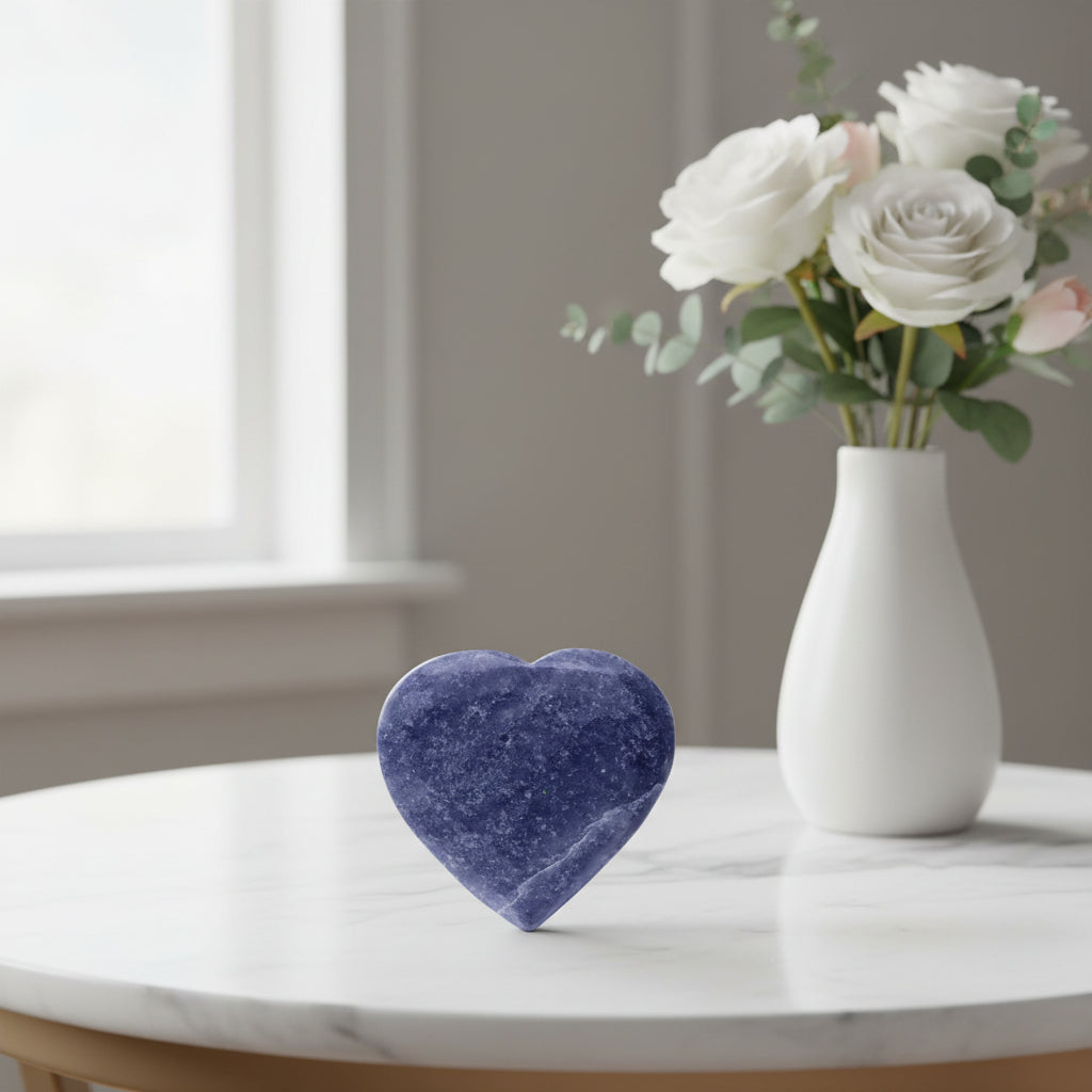 Blue Quartz Crystal Heart – 4.5 cm