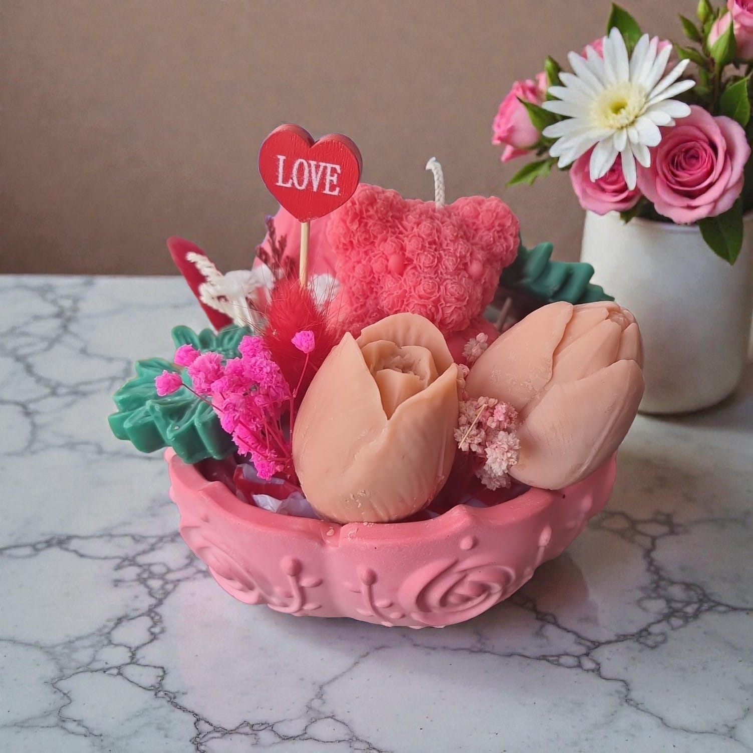 🍵🍓 Blushing Sencha Wax Melts Bouquet | Valentine’s Edition | Aura’s Workshop |Green Tea, Strawberry, Watermelon & Soft Sugar - Auras Workshop Auras Workshop