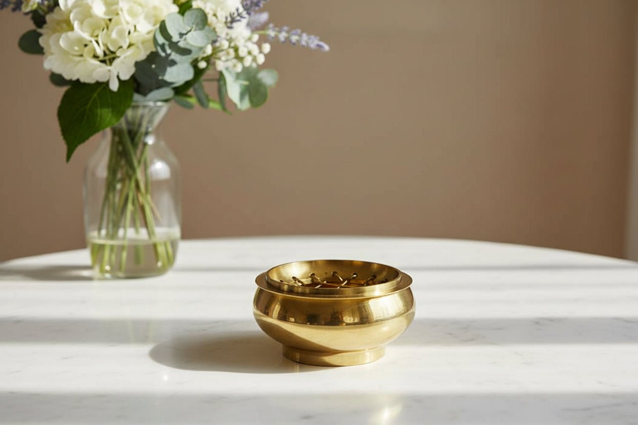 Brass Charcoal Incense Burner – Traditional Incense Holder - Auras Workshop Auras Workshop