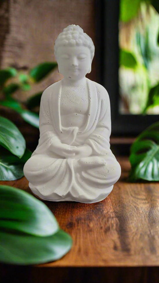 Buddha White Ceramic – Serene & Spiritual Home Decor - Auras Workshop Auras Workshop Auras Workshop 
