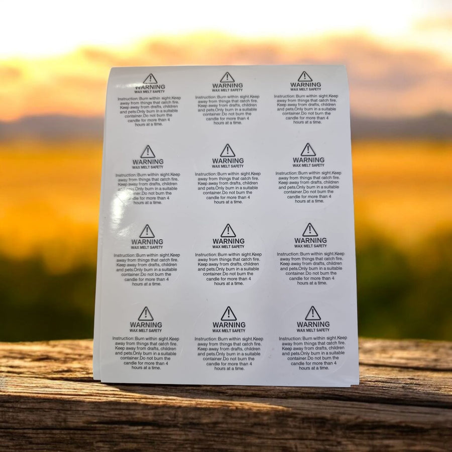 ⚠️ Candle Safety Labels – 1 Sheet (12 Stickers)