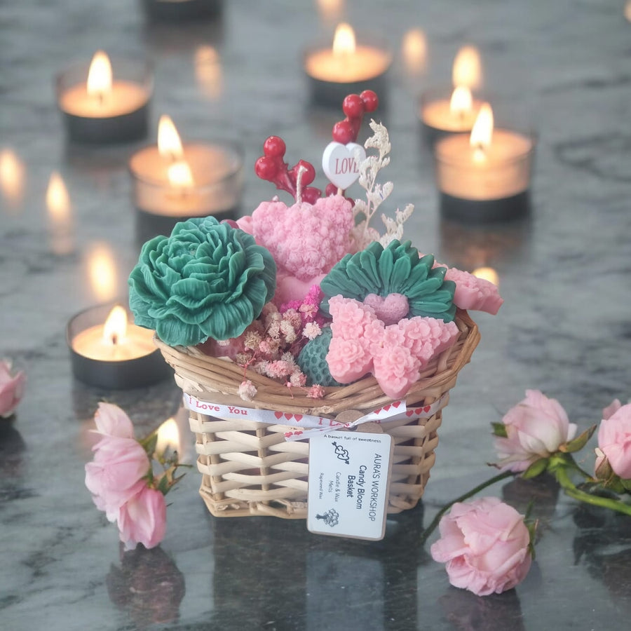 🍬💖 Candy Bloom Basket – Candles & Wax Melts