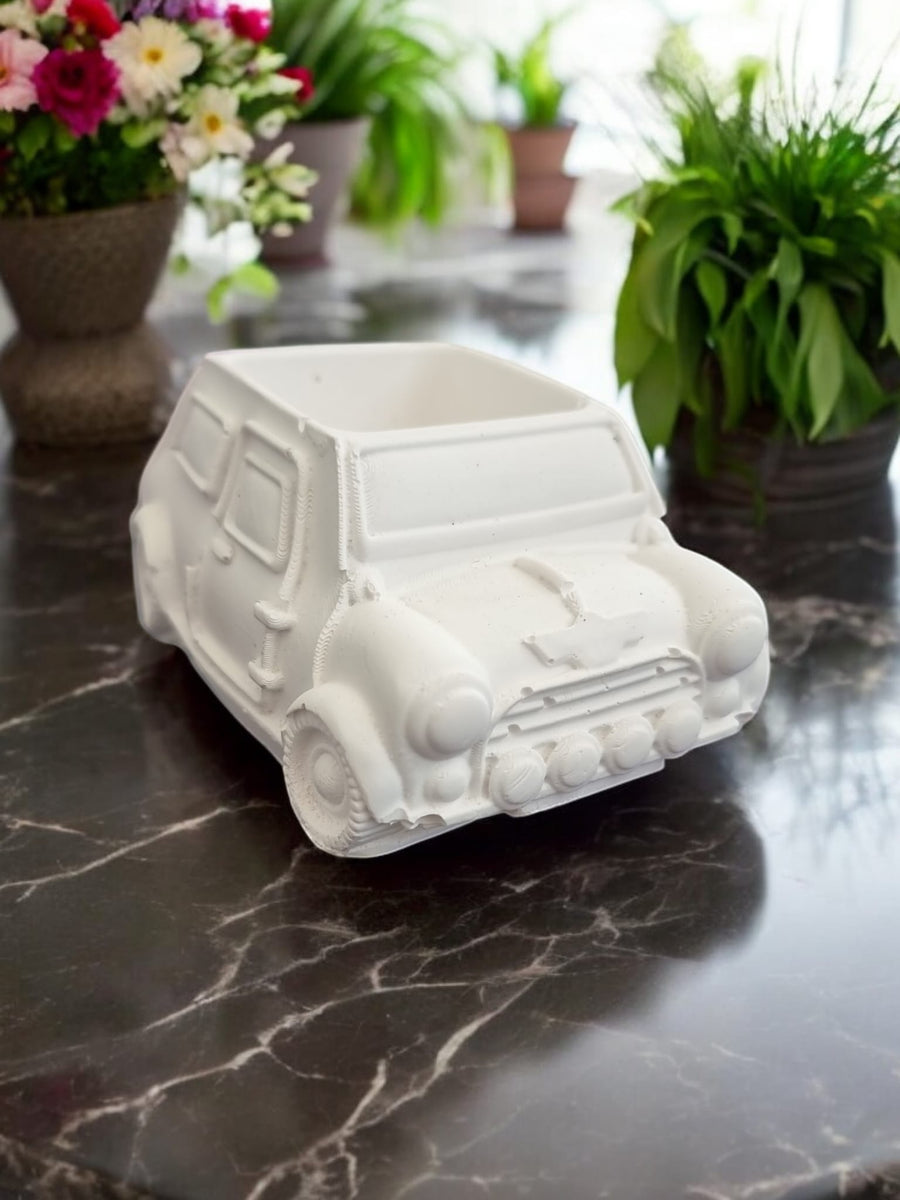 Car Pot/Plant Holder - Porcelain White