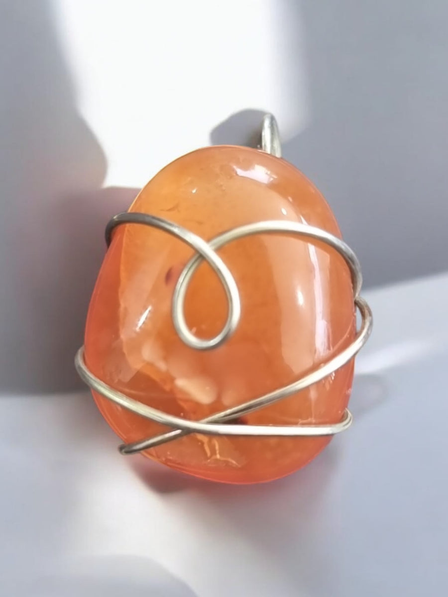 Carnelian Crystal Wire Pendent