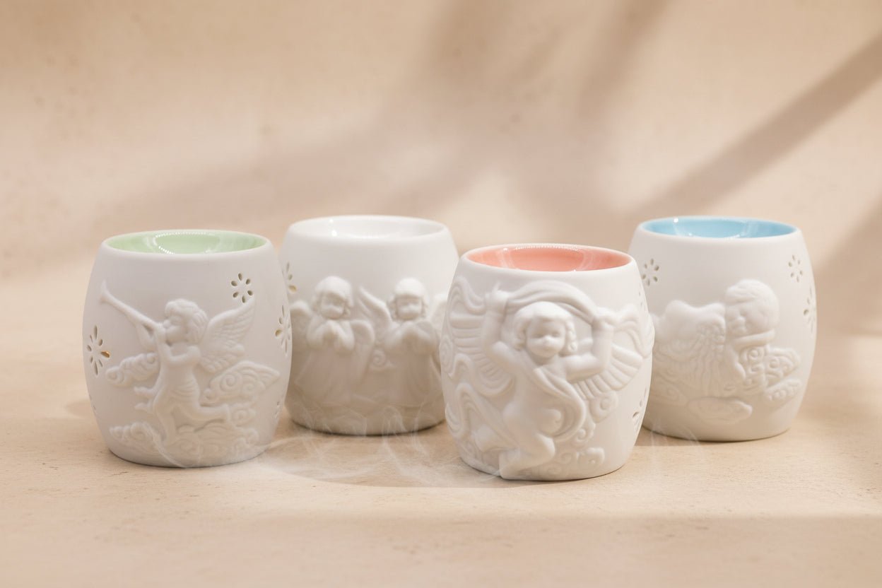 🤍✨ Cherubs Wax & Oil Burner Assort Designs | White Ceramic | Decorative Home Fragrance Burner - Auras Workshop Auras Workshop