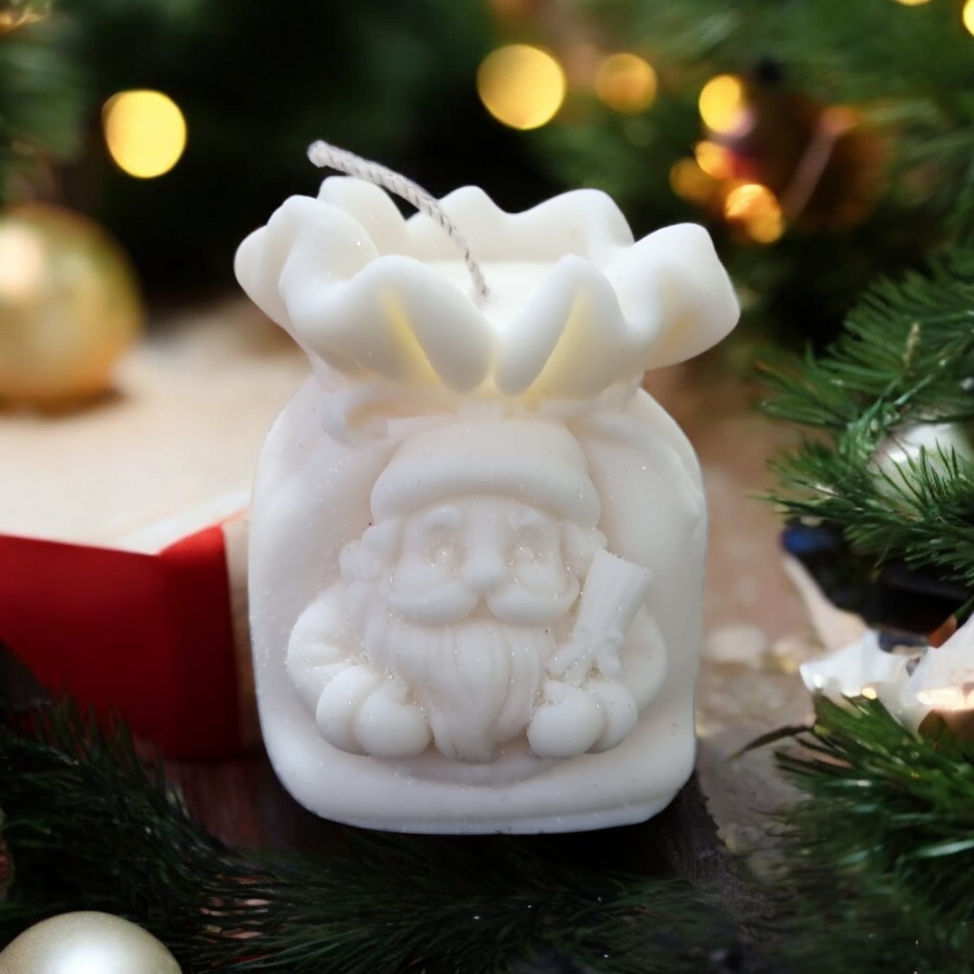 🎅❄️ Christmas Santa Sack Small Candle – Frosty Nights Scent | Handcrafted Festive Gift Candle | Aura’s Workshop - Auras Workshop Auras Workshop