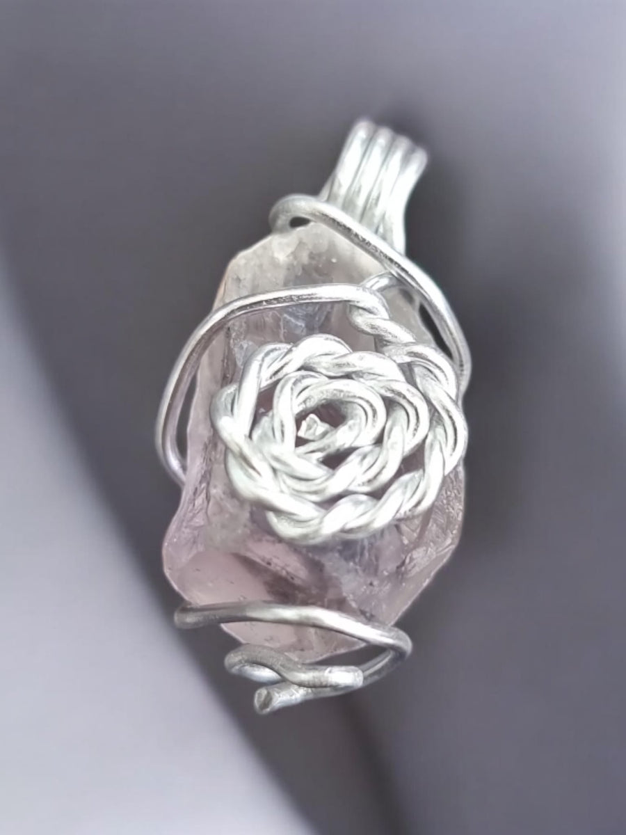 Clear Amethyst Crystal Wire Pendent